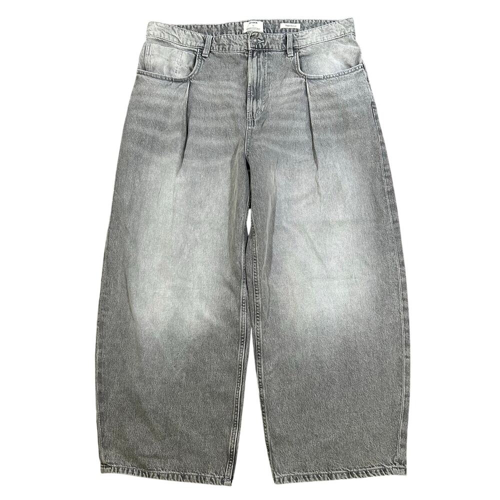 Cotton On Baggy Balloon Jeans 36x28 Super Baggy Wide Leg Gray Y2K Denim Skater
